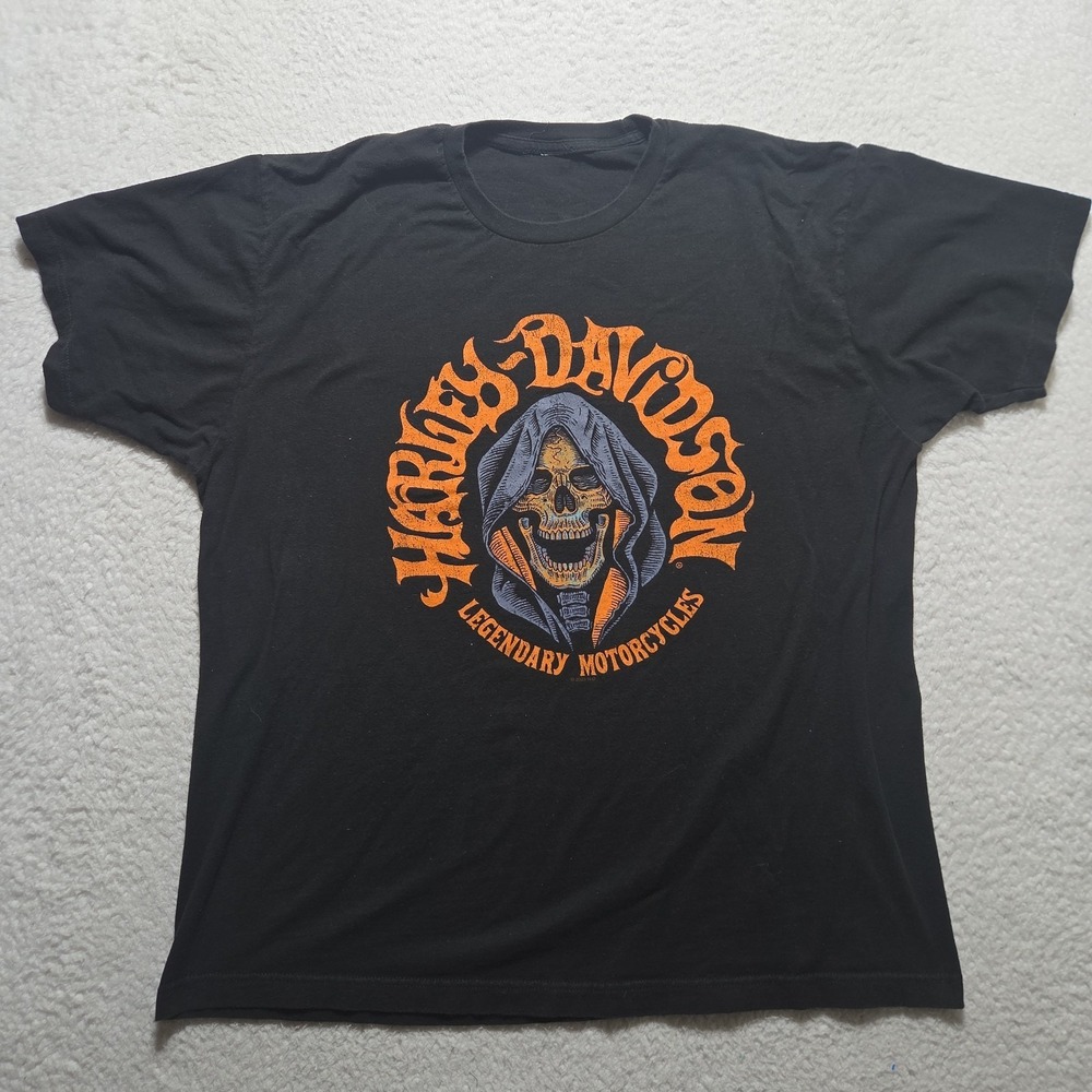 Harley Davidson T Shirt XL Black Grim Reeper Bartels Los Angeles California